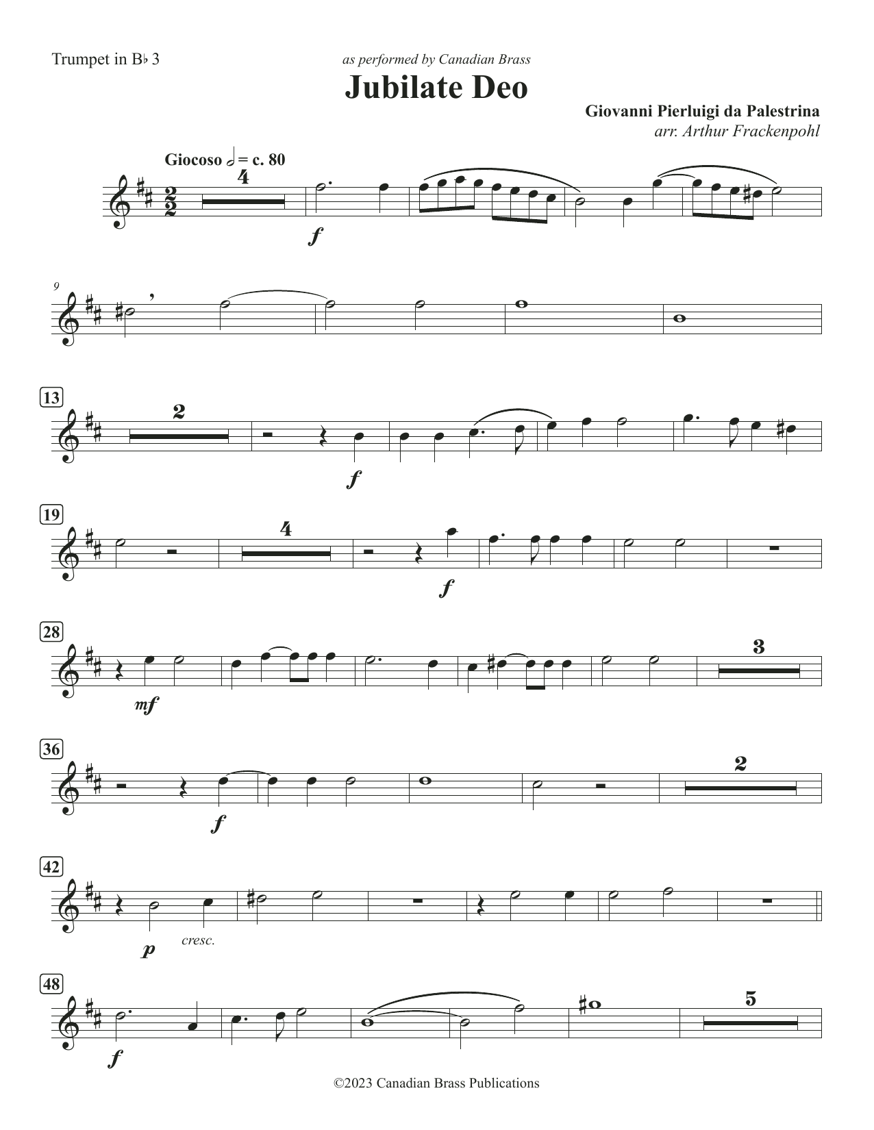 Jubilate Deo (Double Quintet) – Bb Trumpet 3 Jubilate Deo (Double Quintet) – Bb Trumpet 3