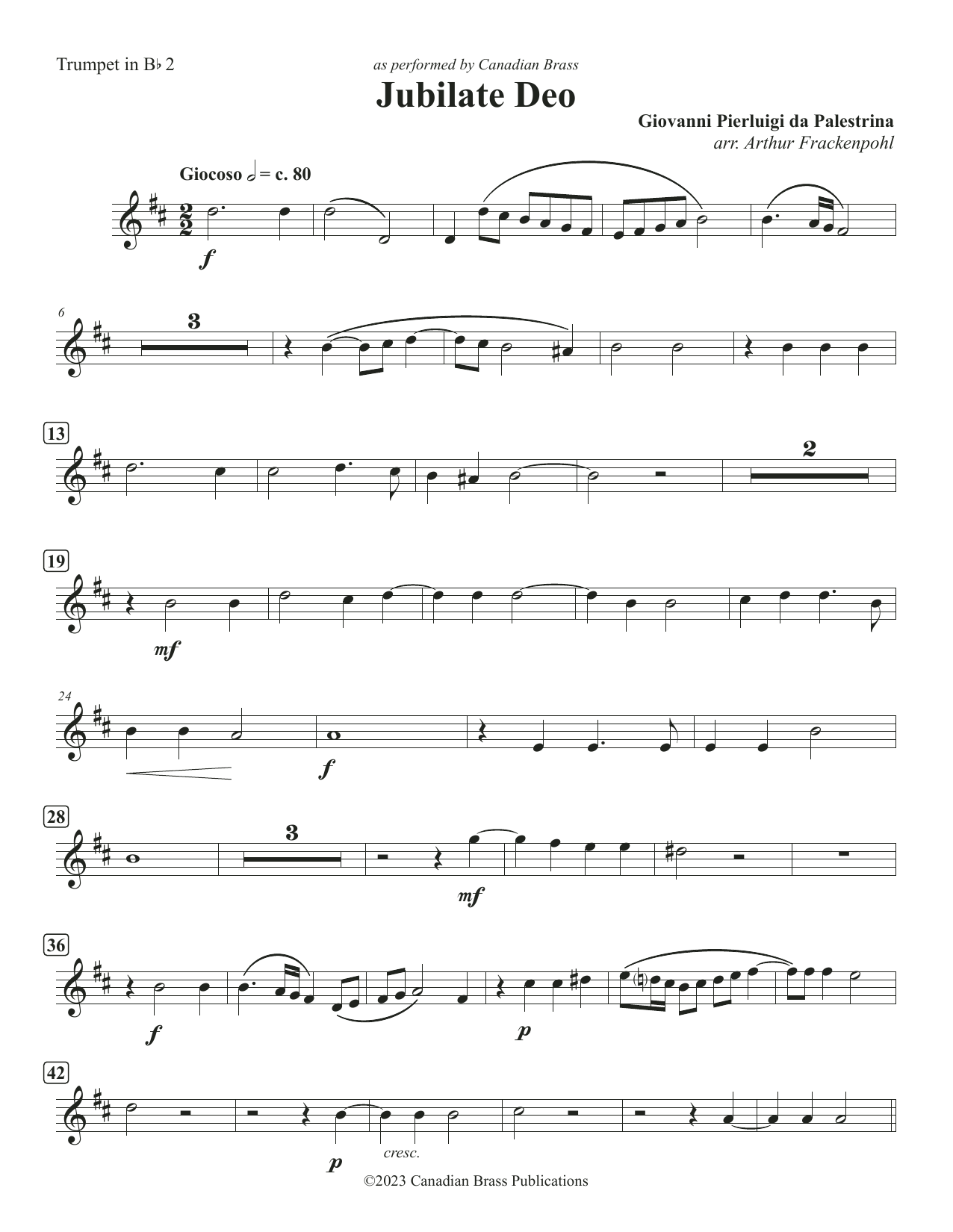 Jubilate Deo (Double Quintet) – Bb Trumpet 2 Jubilate Deo (Double Quintet) – Bb Trumpet 2