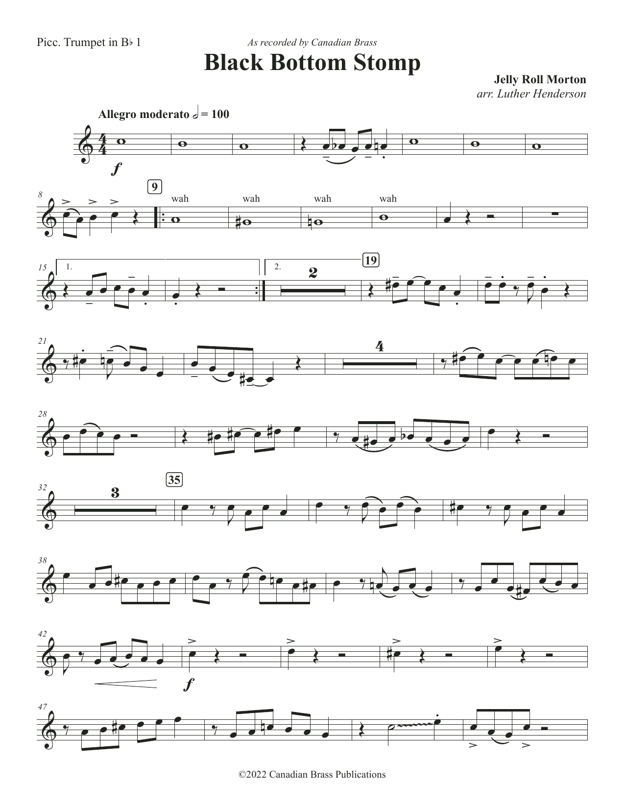 Black Bottom Stomp – Bb Piccolo Trumpet Black Bottom Stomp – Bb Piccolo Trumpet