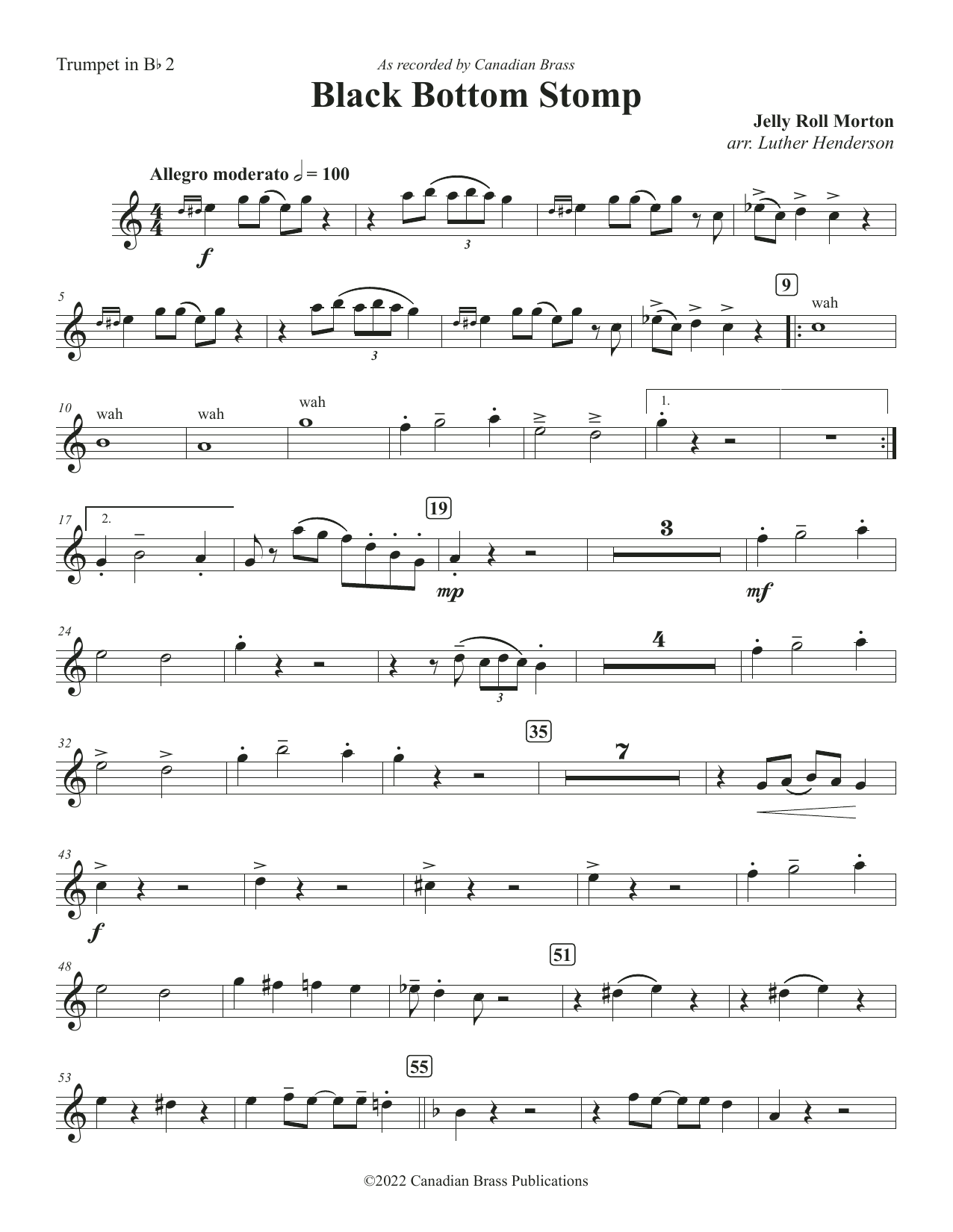 Black Bottom Stomp – Bb Trumpet 2 Black Bottom Stomp – Bb Trumpet 2
