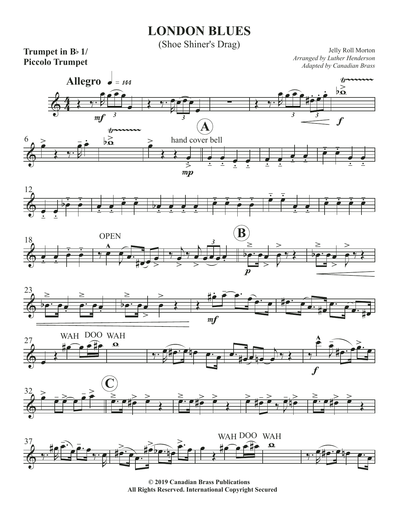 London Blues – Bb Trumpet 1 / Piccolo Tpt. London Blues – Bb Trumpet 1 / Piccolo Tpt.