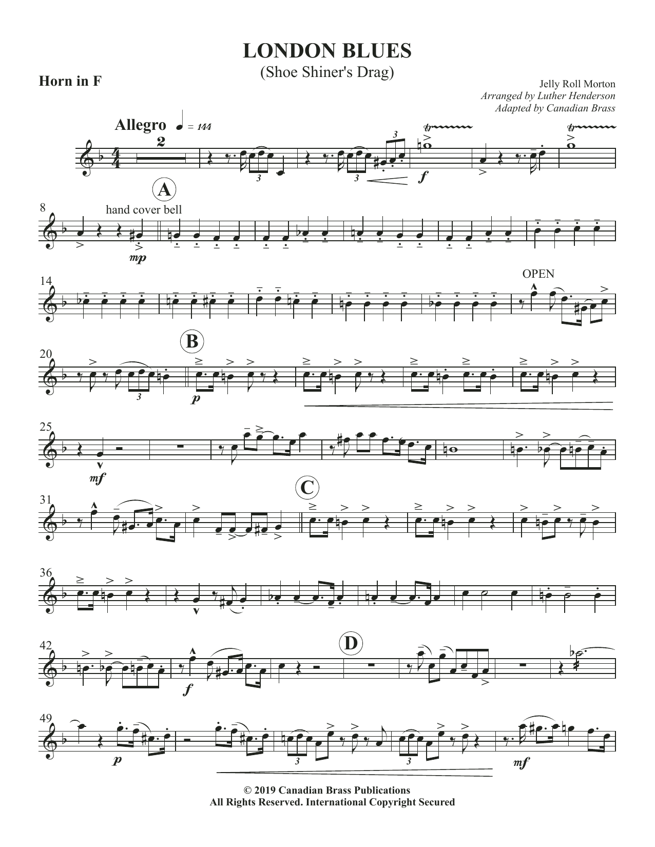 London Blues – F Horn London Blues – F Horn