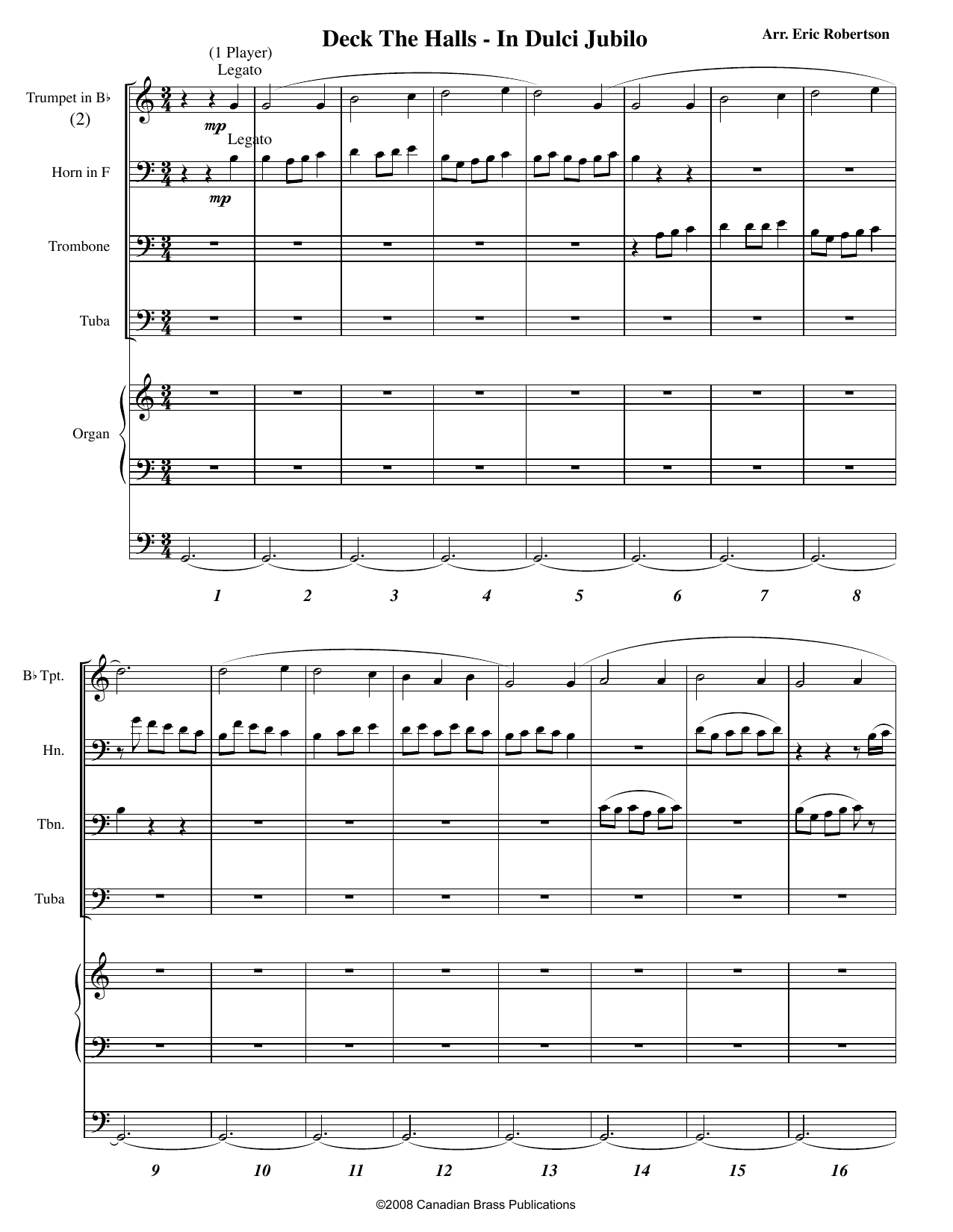 Deck the Halls – In Dulci Jubilo (with Organ) – Full Score Deck the Halls – In Dulci Jubilo (with Organ) – Full Score