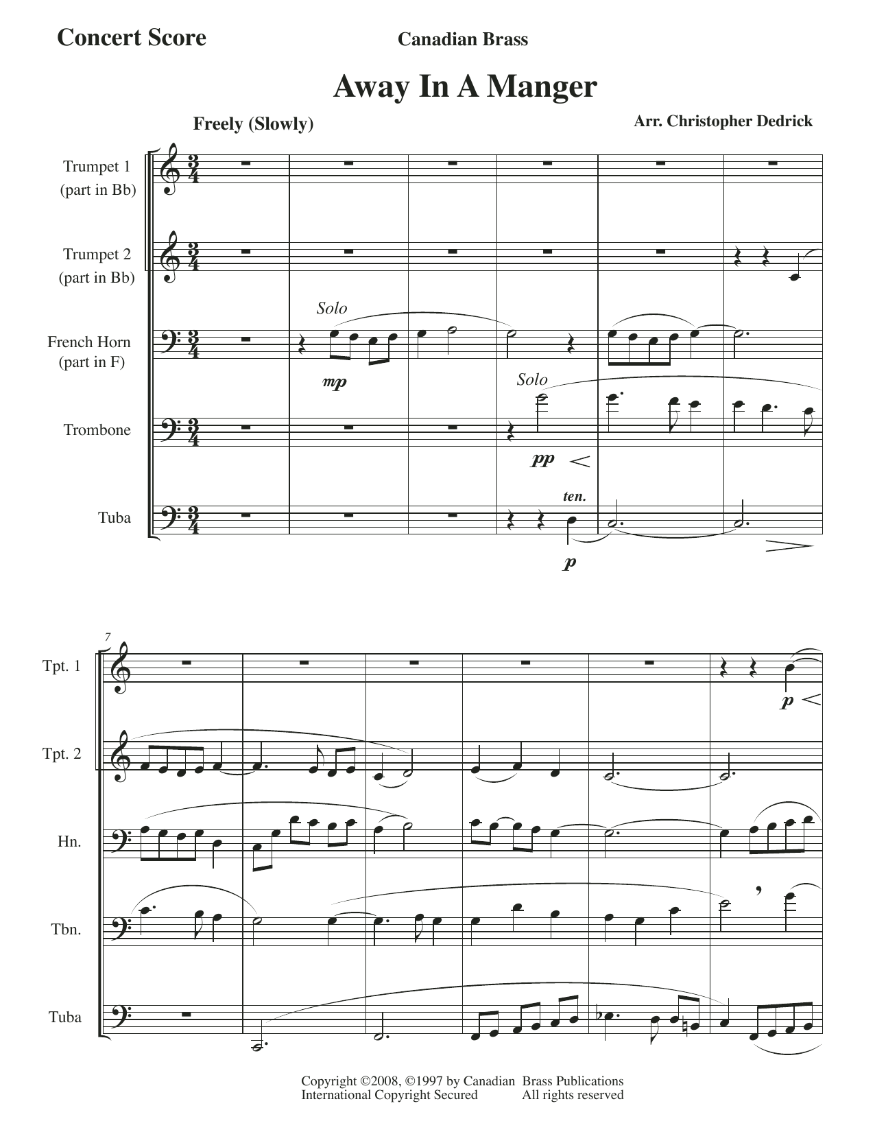 Away In A Manger – Full Score Away In A Manger – Full Score