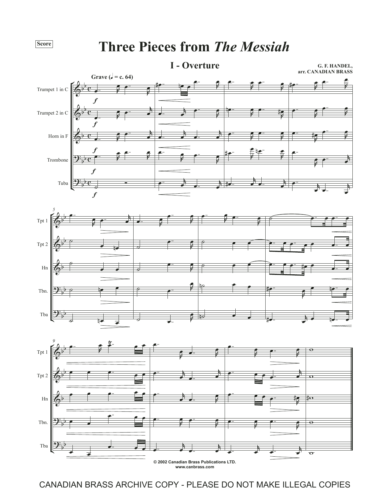 Three Pieces from the Messiah – Full Score Three Pieces from the Messiah – Full Score