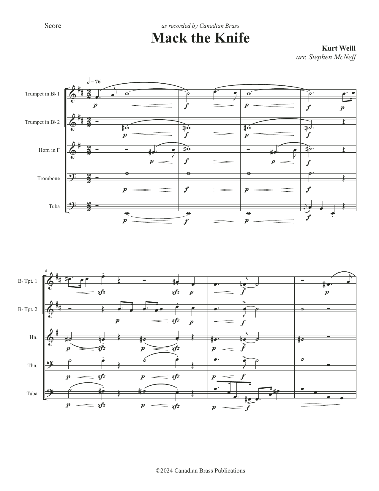 Mack The Knife – Full Score Mack The Knife – Full Score