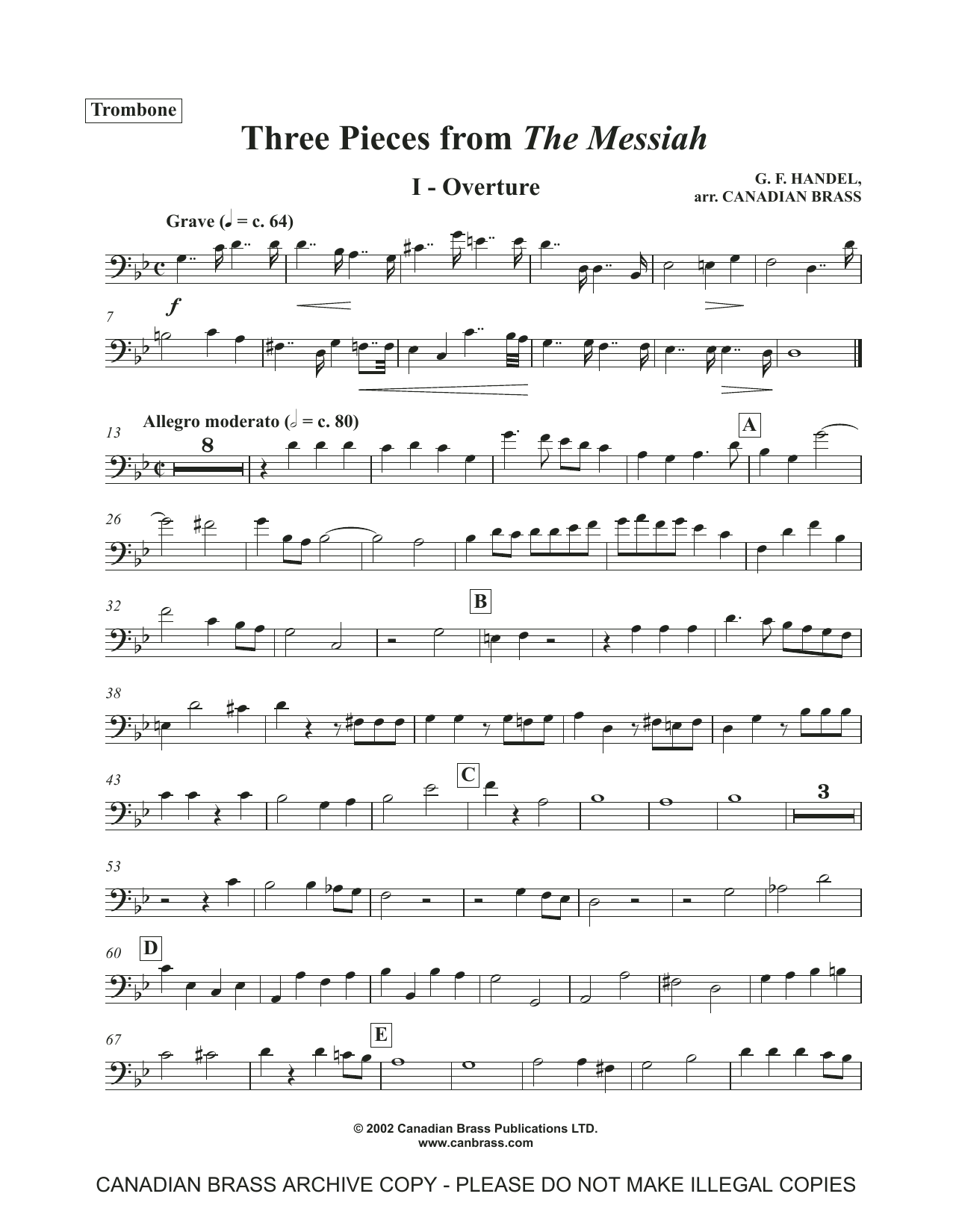 Three Pieces from the Messiah – Trombone Three Pieces from the Messiah – Trombone