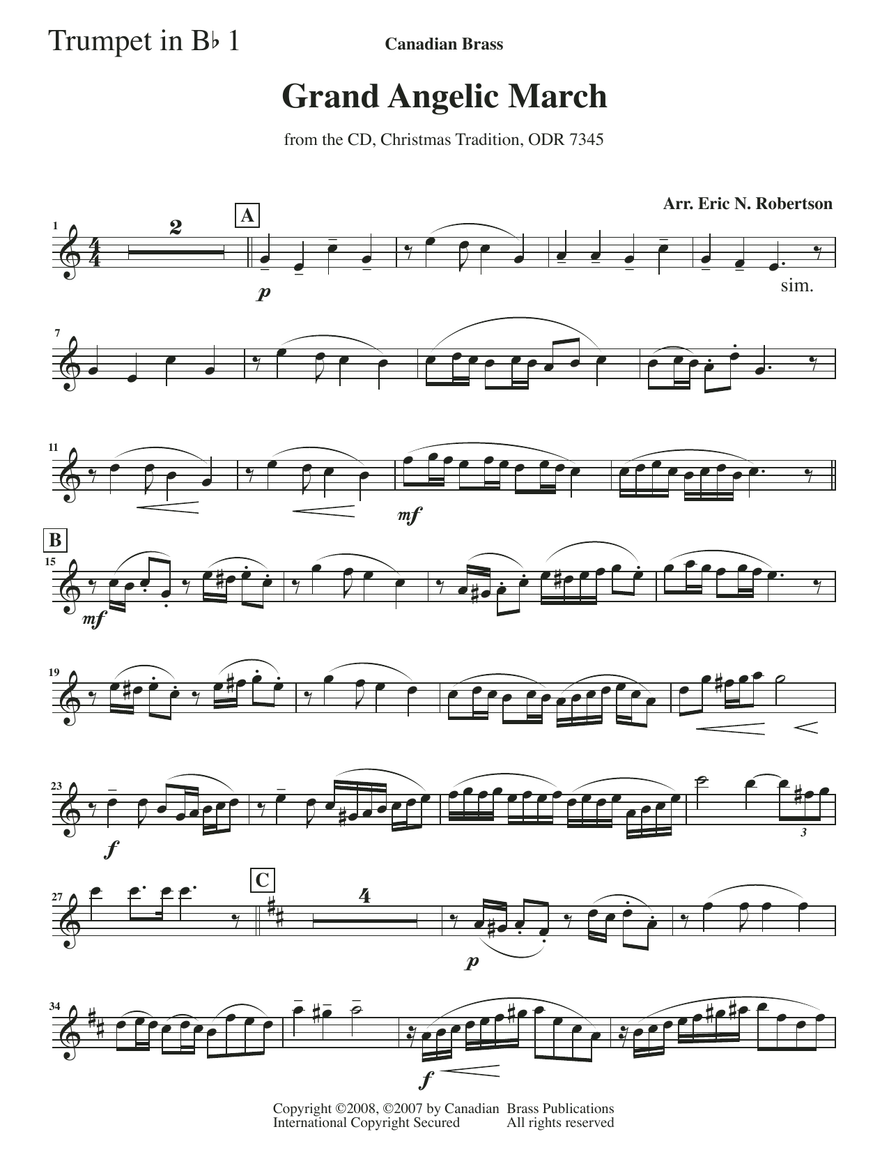Grand Angelic March – Bb Trumpet 1 Grand Angelic March – Bb Trumpet 1