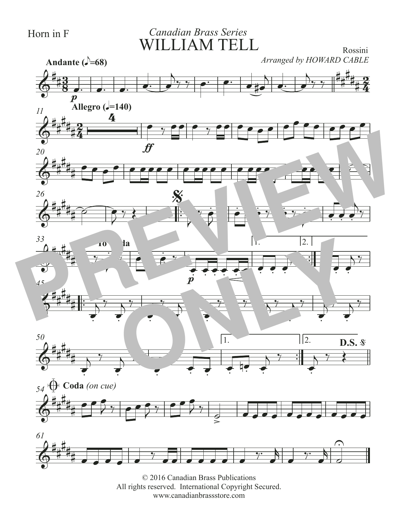 William Tell Overture – F Horn William Tell Overture – F Horn
