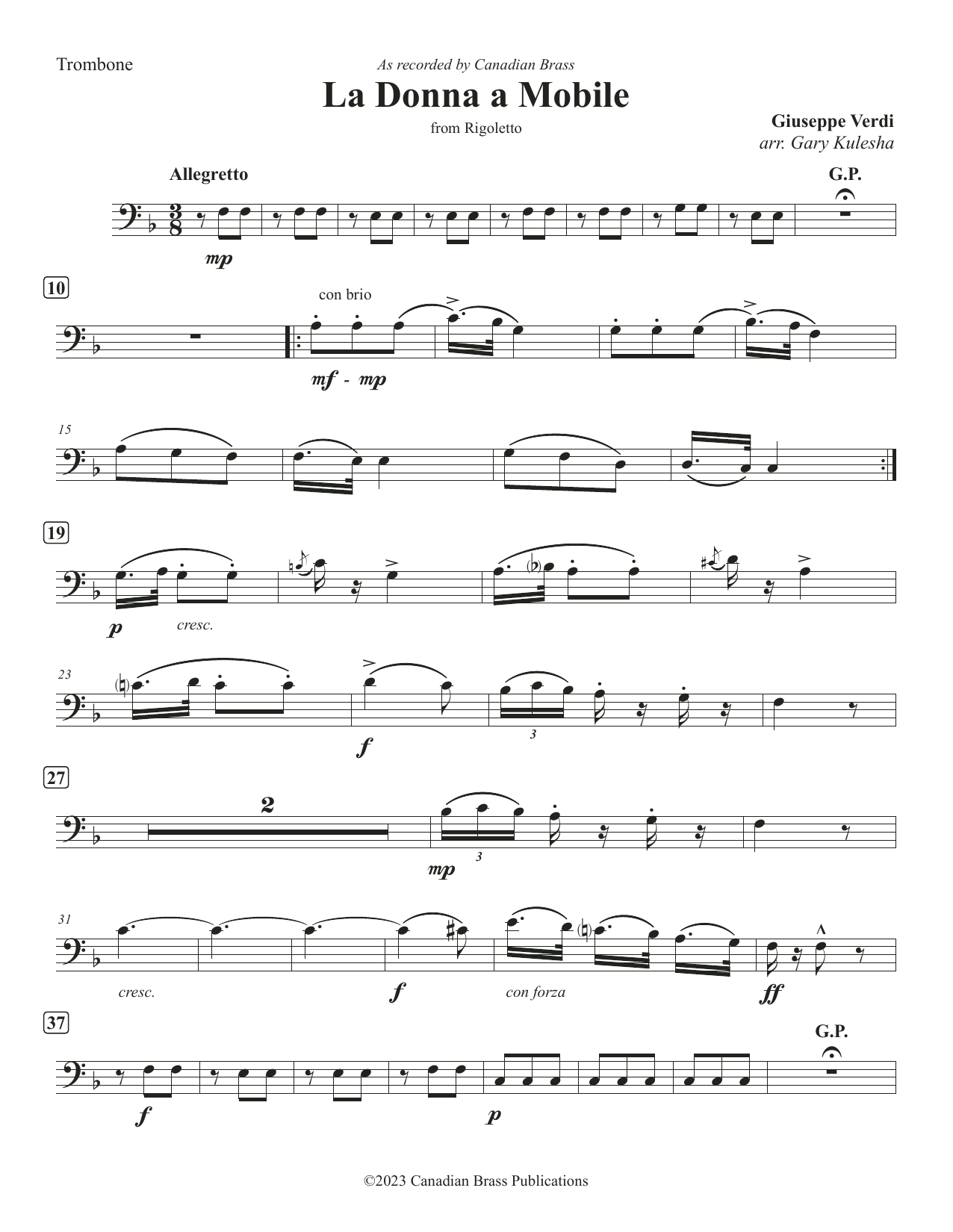 La Donna e Mobile – Trombone La Donna e Mobile – Trombone