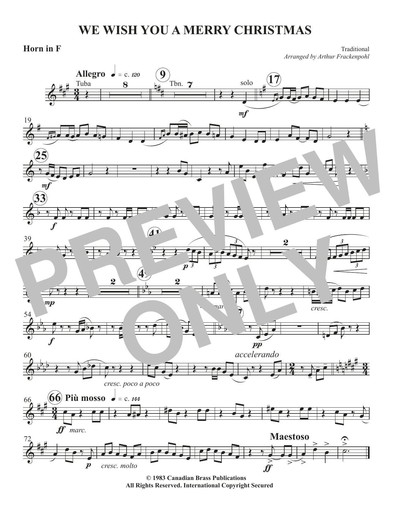 We Wish You a Merry Christmas – F Horn We Wish You a Merry Christmas – F Horn