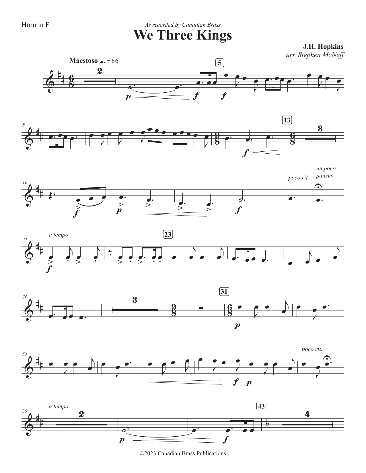 We Three Kings – F Horn We Three Kings – F Horn