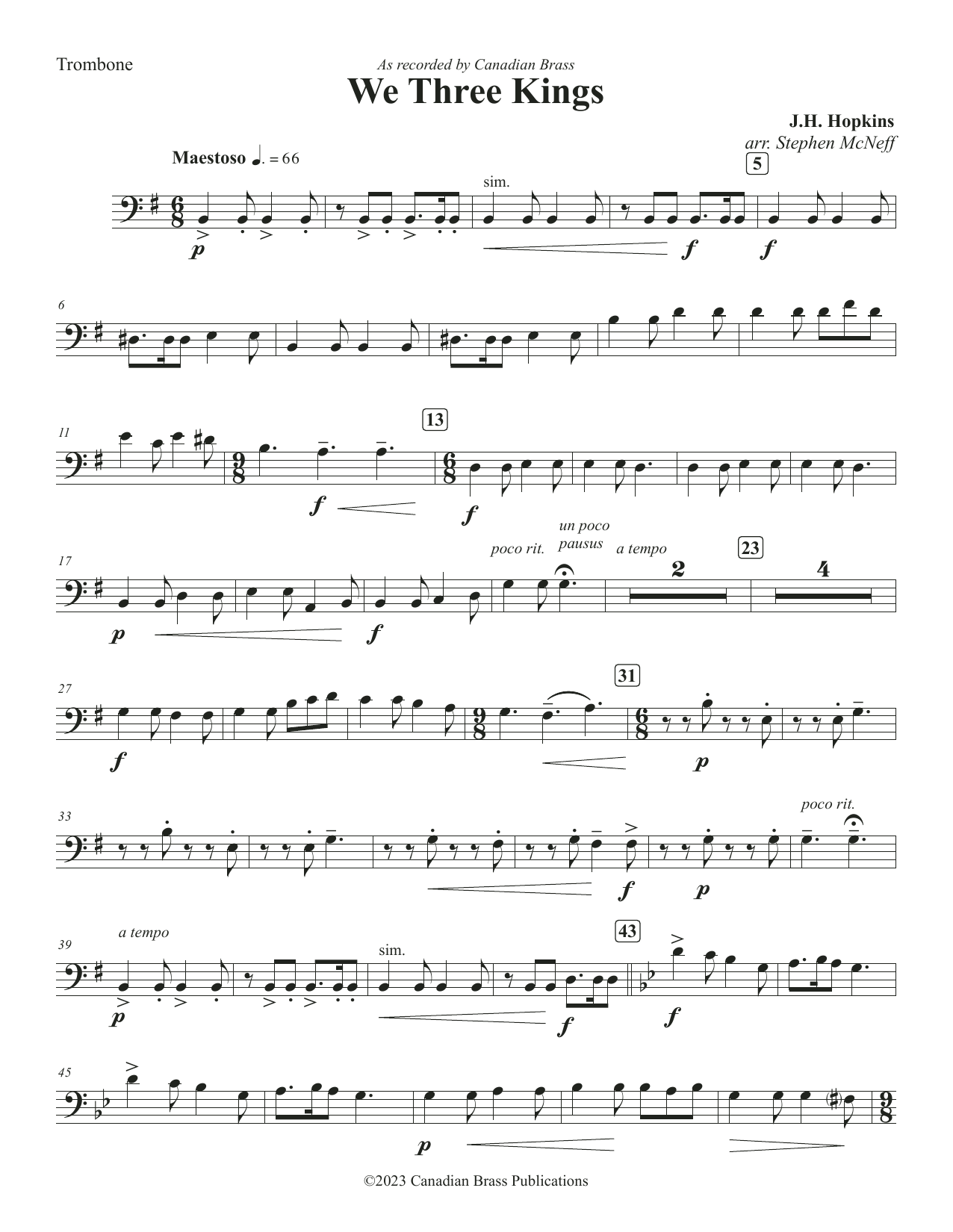 We Three Kings – Trombone We Three Kings – Trombone