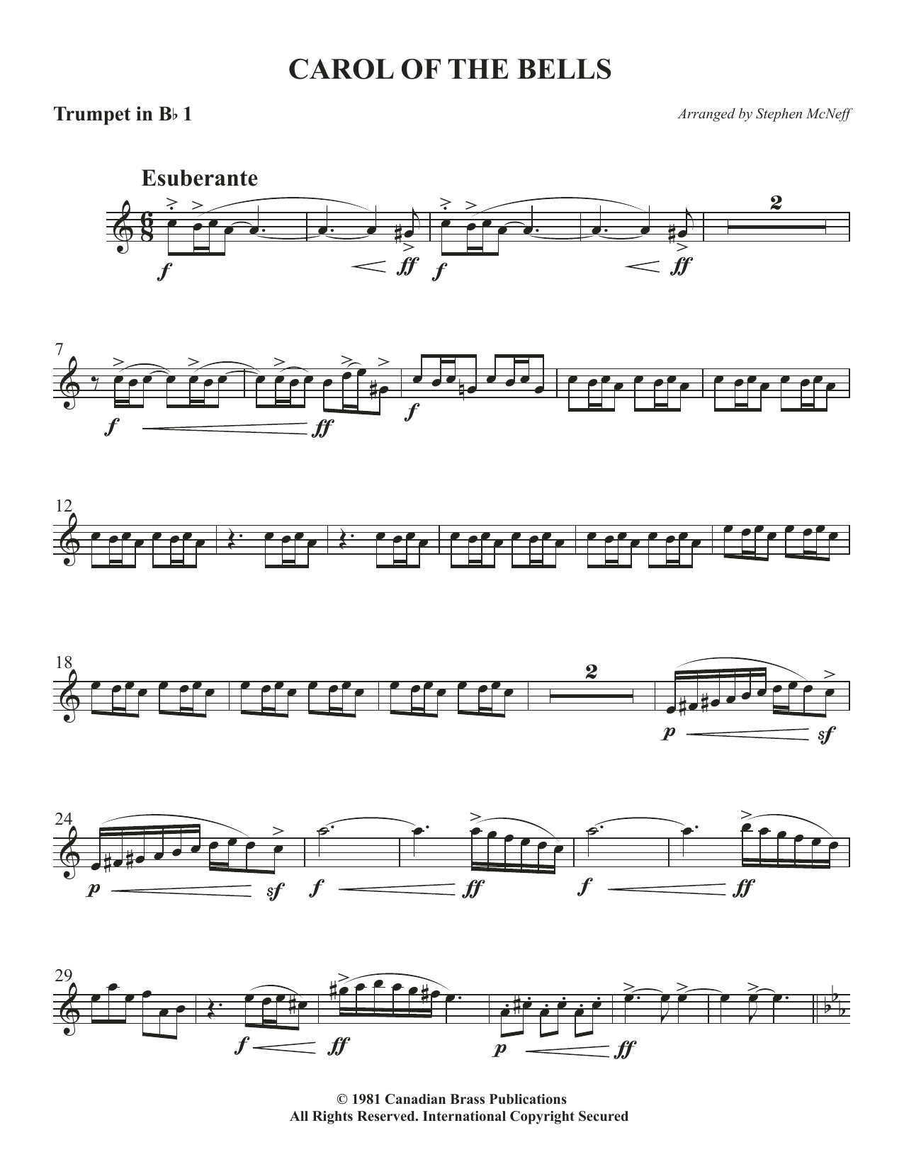 Carol of the Bells – Bb Trumpet 1 Carol of the Bells – Bb Trumpet 1