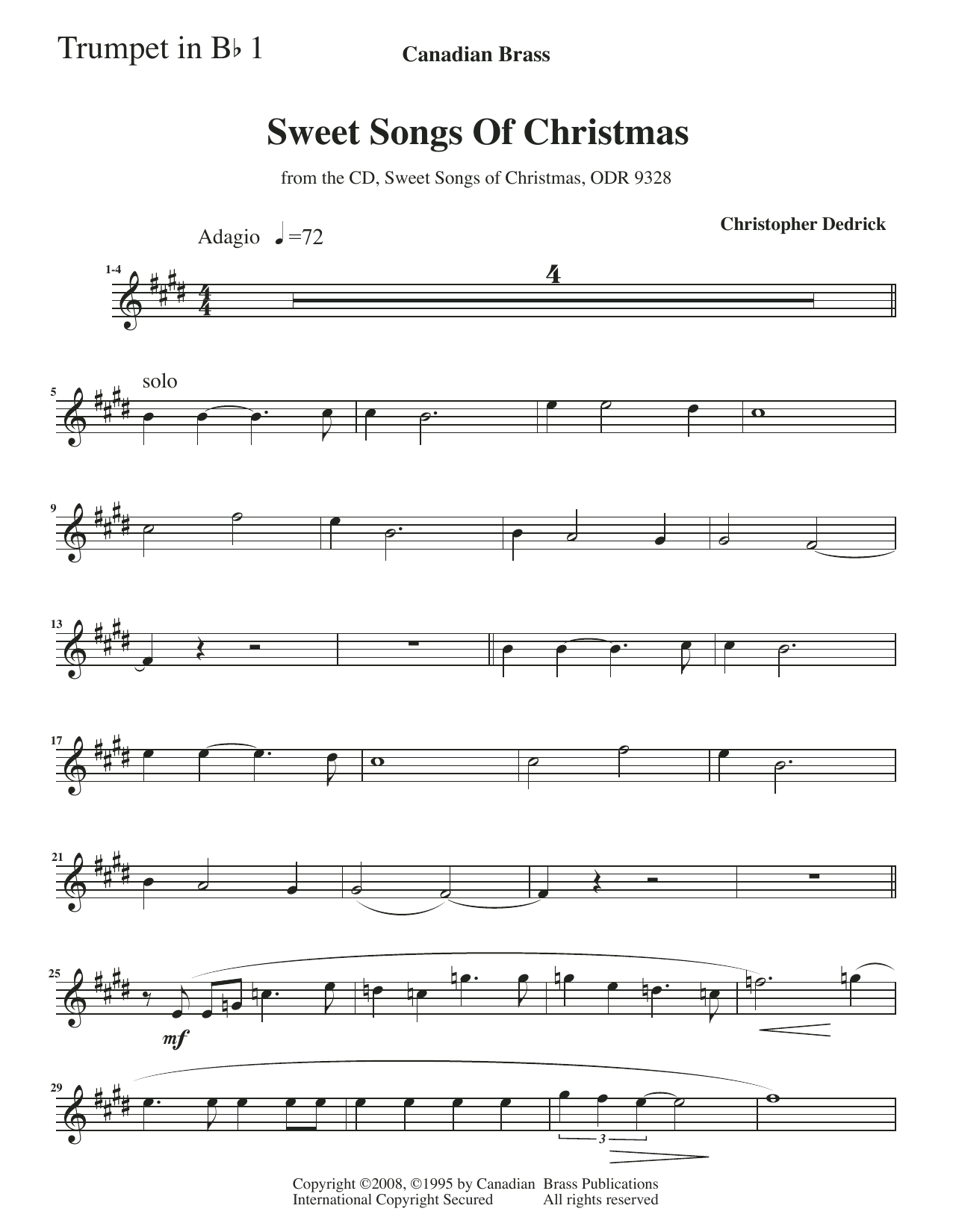 Sweet Songs of Christmas – Bb Trumpet 1 Sweet Songs of Christmas – Bb Trumpet 1