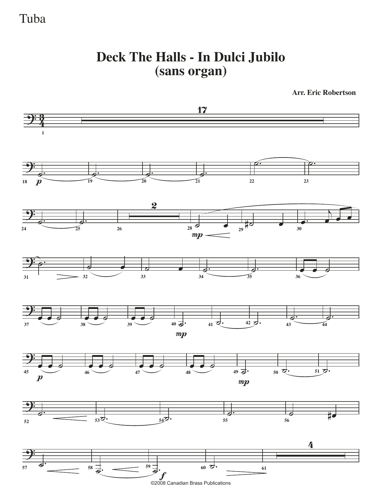 Deck the Halls – In Dulci Jubilo – Tuba Deck the Halls – In Dulci Jubilo – Tuba
