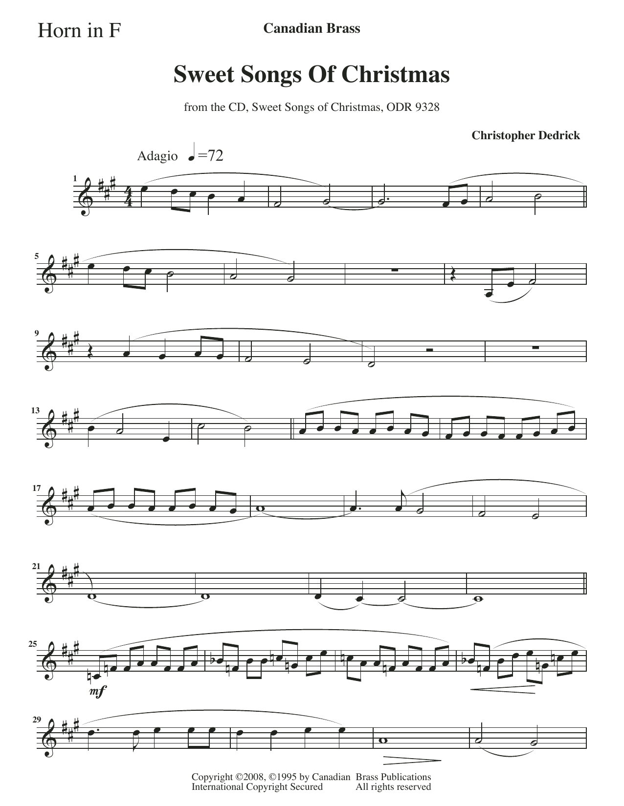 Sweet Songs of Christmas – F Horn Sweet Songs of Christmas – F Horn