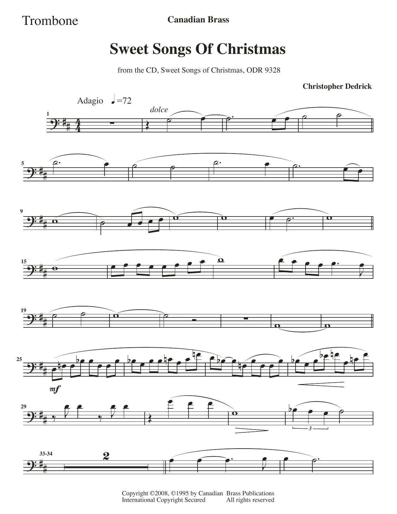 Sweet Songs of Christmas – Trombone Sweet Songs of Christmas – Trombone