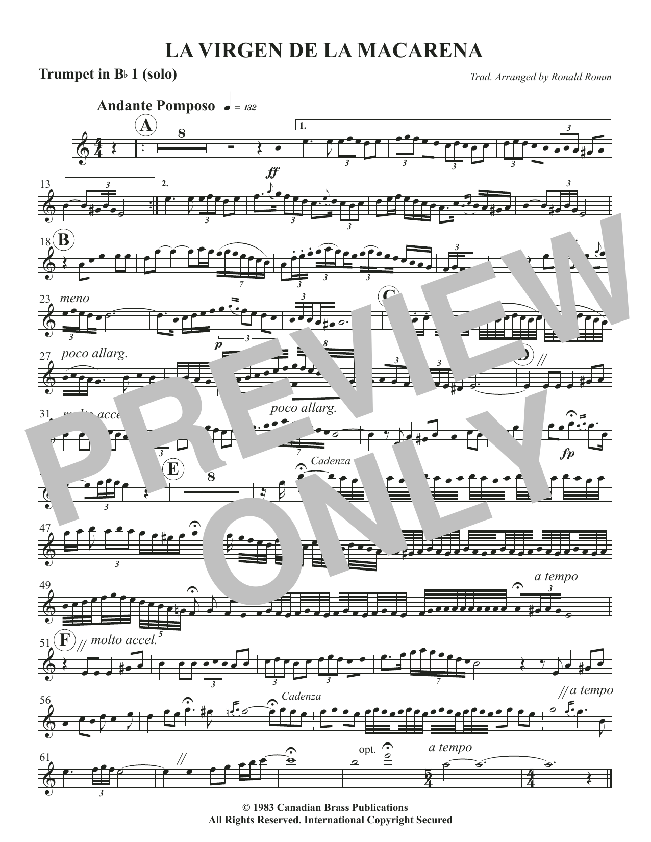 La Virgen De La Macarena – Solo Bb Trumpet 1 La Virgen De La Macarena – Solo Bb Trumpet 1