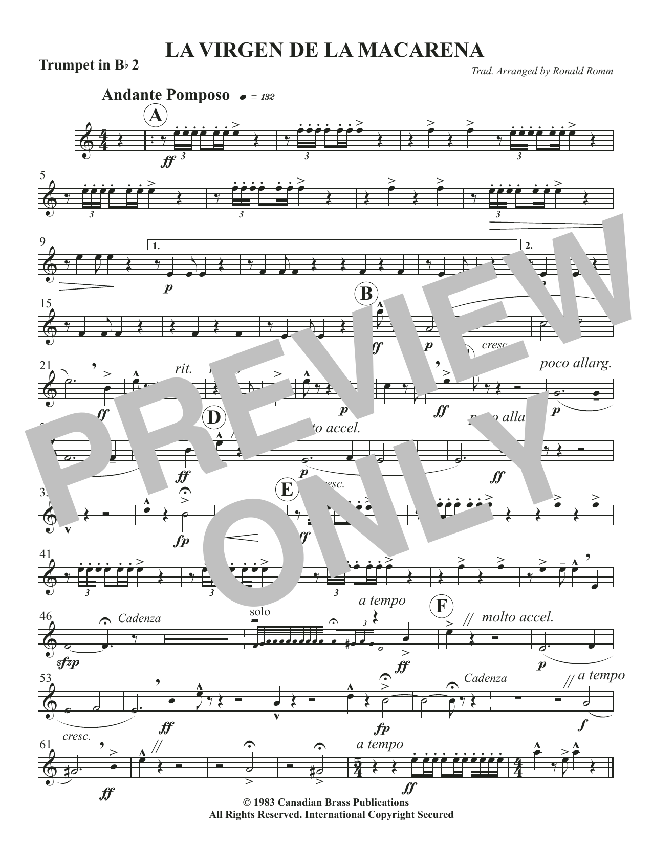 La Virgen De La Macarena – Bb Trumpet 2 La Virgen De La Macarena – Bb Trumpet 2
