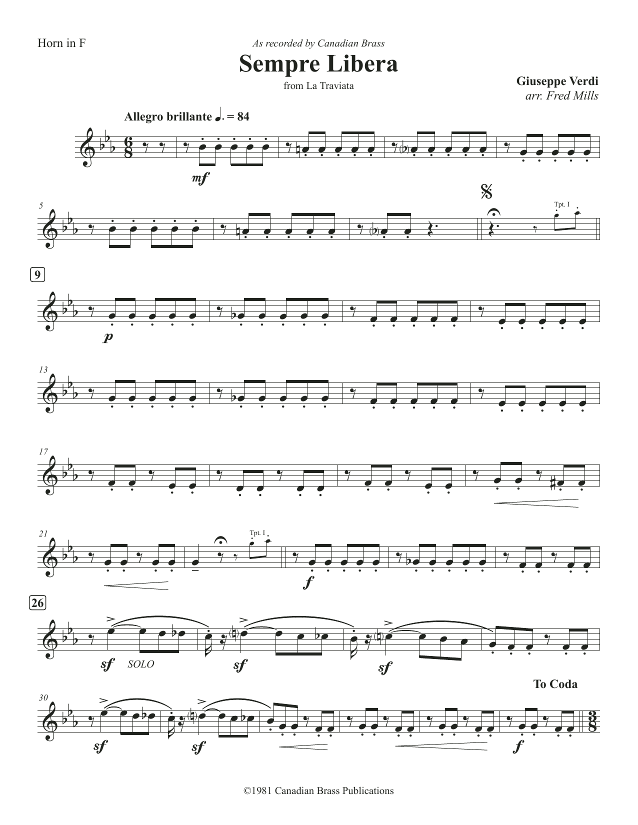 Sempre Libera – F Horn Sempre Libera – F Horn
