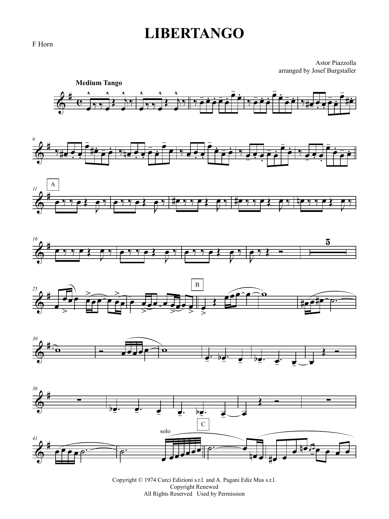 Libertango – F Horn Libertango – F Horn