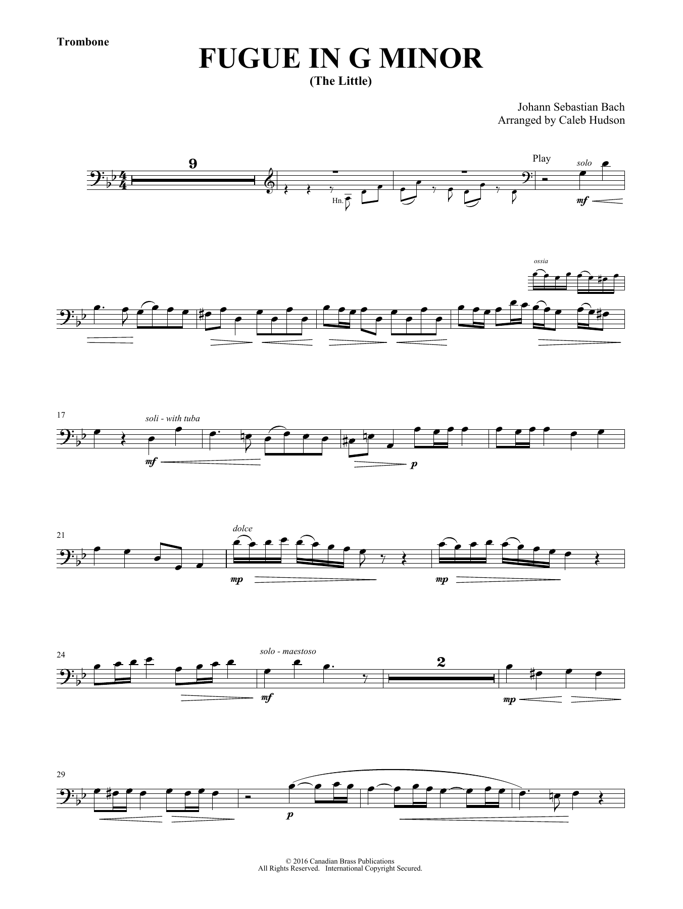 Fugue in G Minor (Intermediate) – Trombone Fugue in G Minor (Intermediate) – Trombone