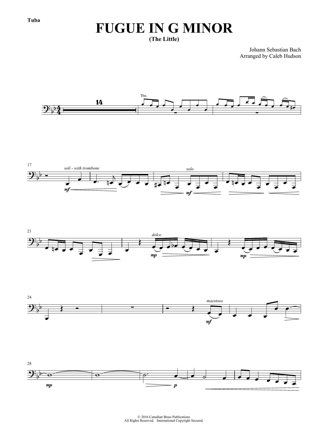 Fugue in G Minor (Intermediate) – Tuba Fugue in G Minor (Intermediate) – Tuba