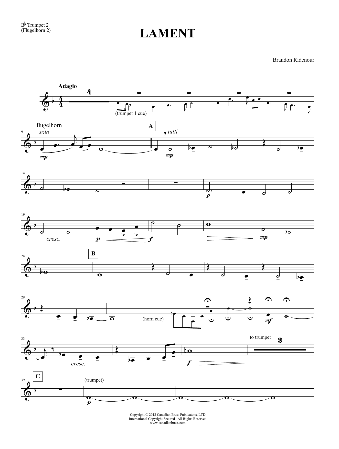 Lament – Bb Trumpet 2 Lament – Bb Trumpet 2