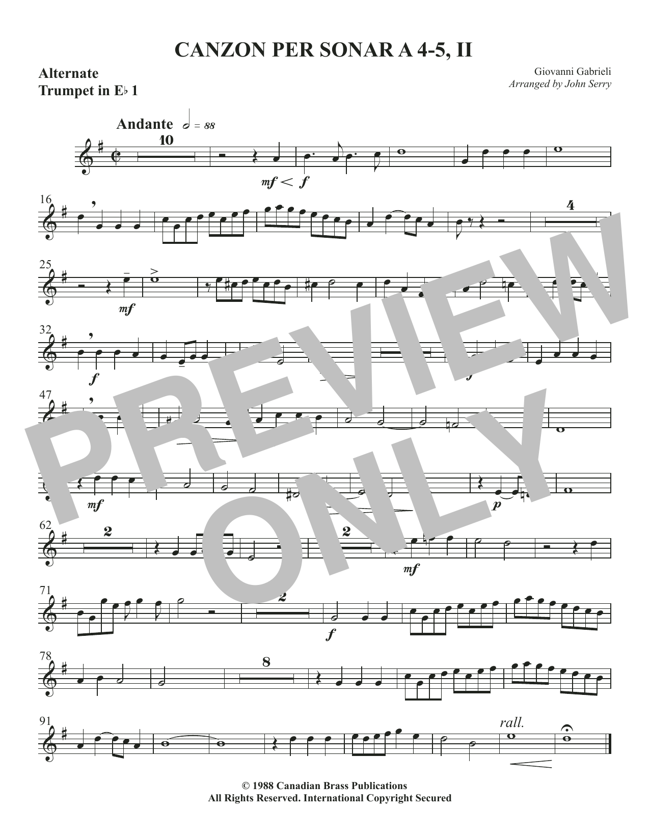 Canzon per Sonar A 4-5, II – Trumpet 1 in Eb (Alt) Canzon per Sonar A 4-5, II – Trumpet 1 in Eb (Alt)