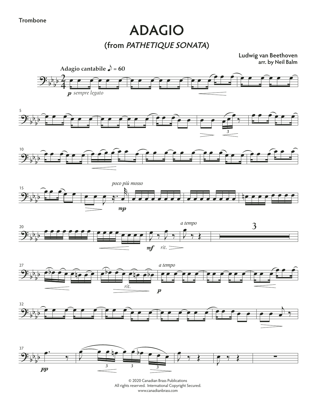 Adagio from Sonata Pathetique – Trombone Adagio from Sonata Pathetique – Trombone