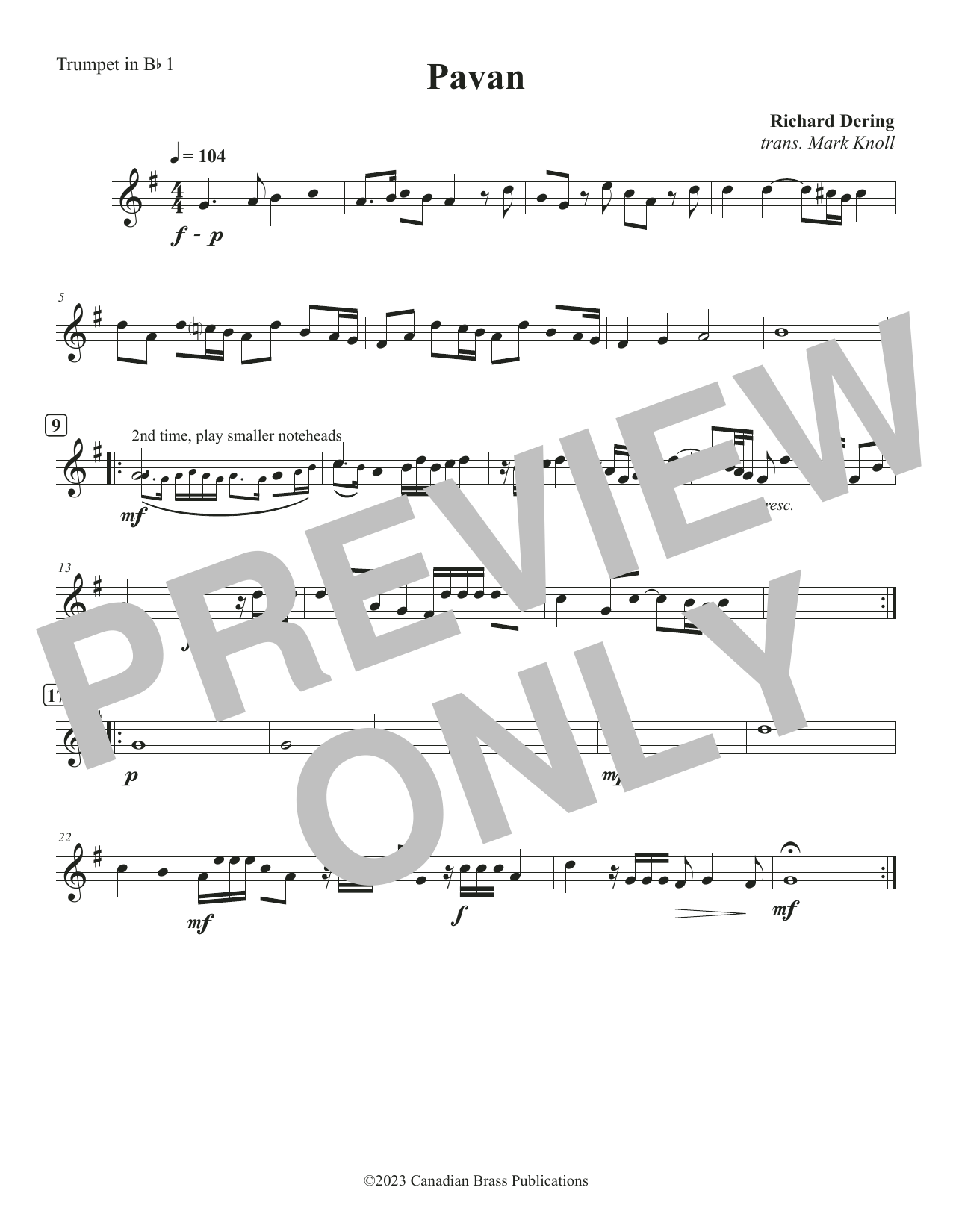 Pavan – Bb Trumpet 1 Pavan – Bb Trumpet 1
