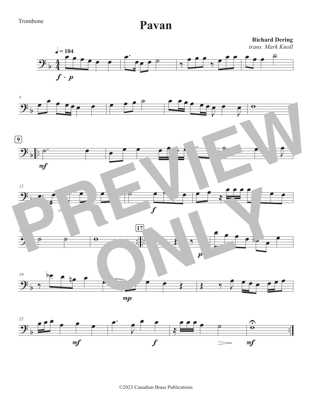 Pavan – Trombone Pavan – Trombone