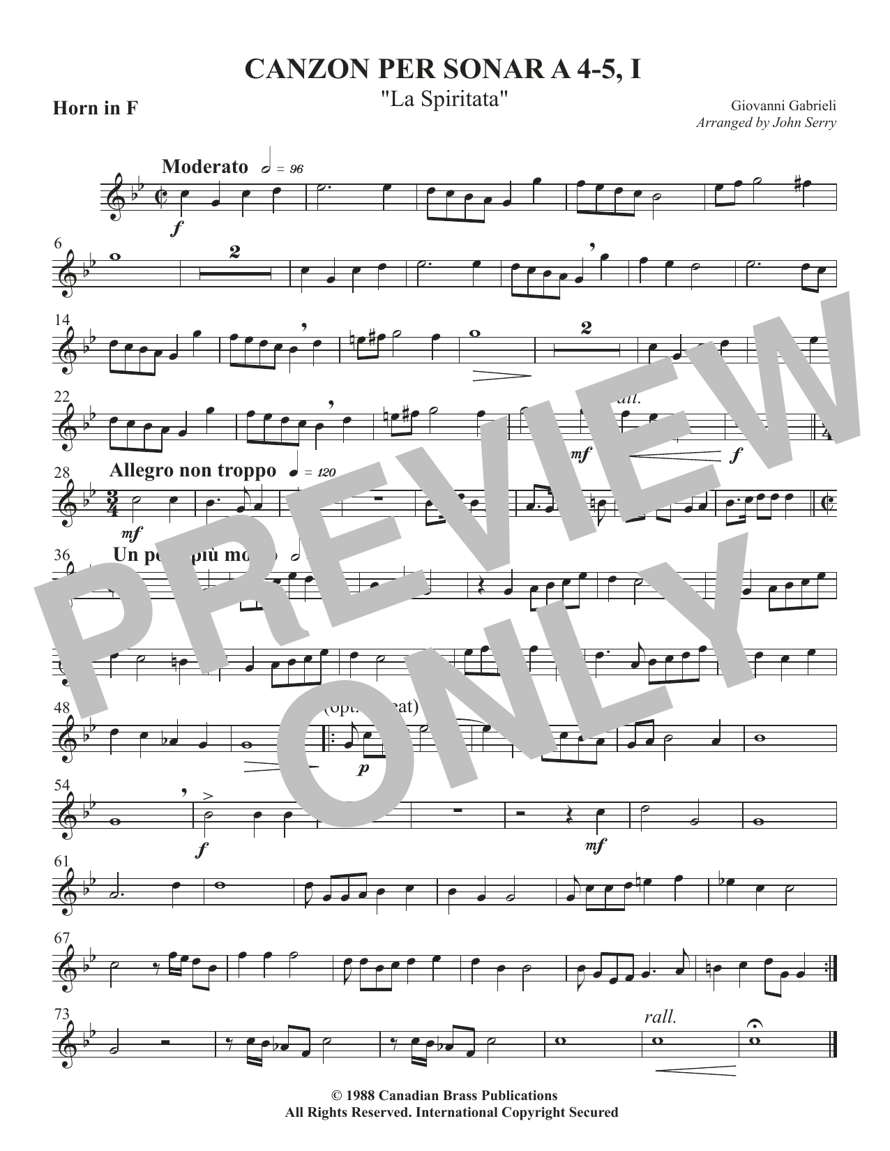 Canzon per Sonar A 4-5, I (La Spiritata) – F Horn Canzon per Sonar A 4-5, I (La Spiritata) – F Horn