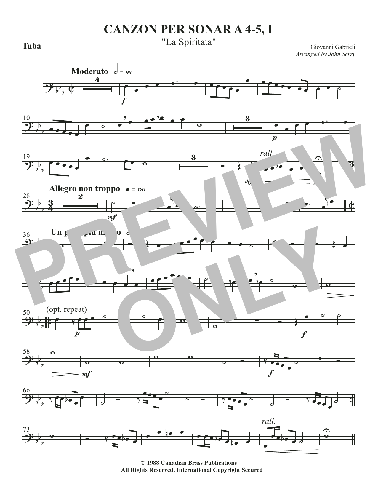 Canzon per Sonar A 4-5, I (La Spiritata) – Tuba Canzon per Sonar A 4-5, I (La Spiritata) – Tuba