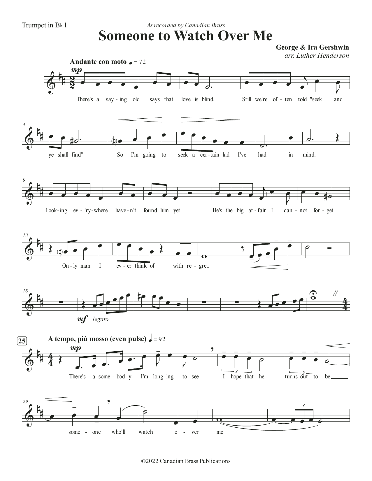 Someone to Watch Over Me – Bb Trumpet 1 Someone to Watch Over Me – Bb Trumpet 1