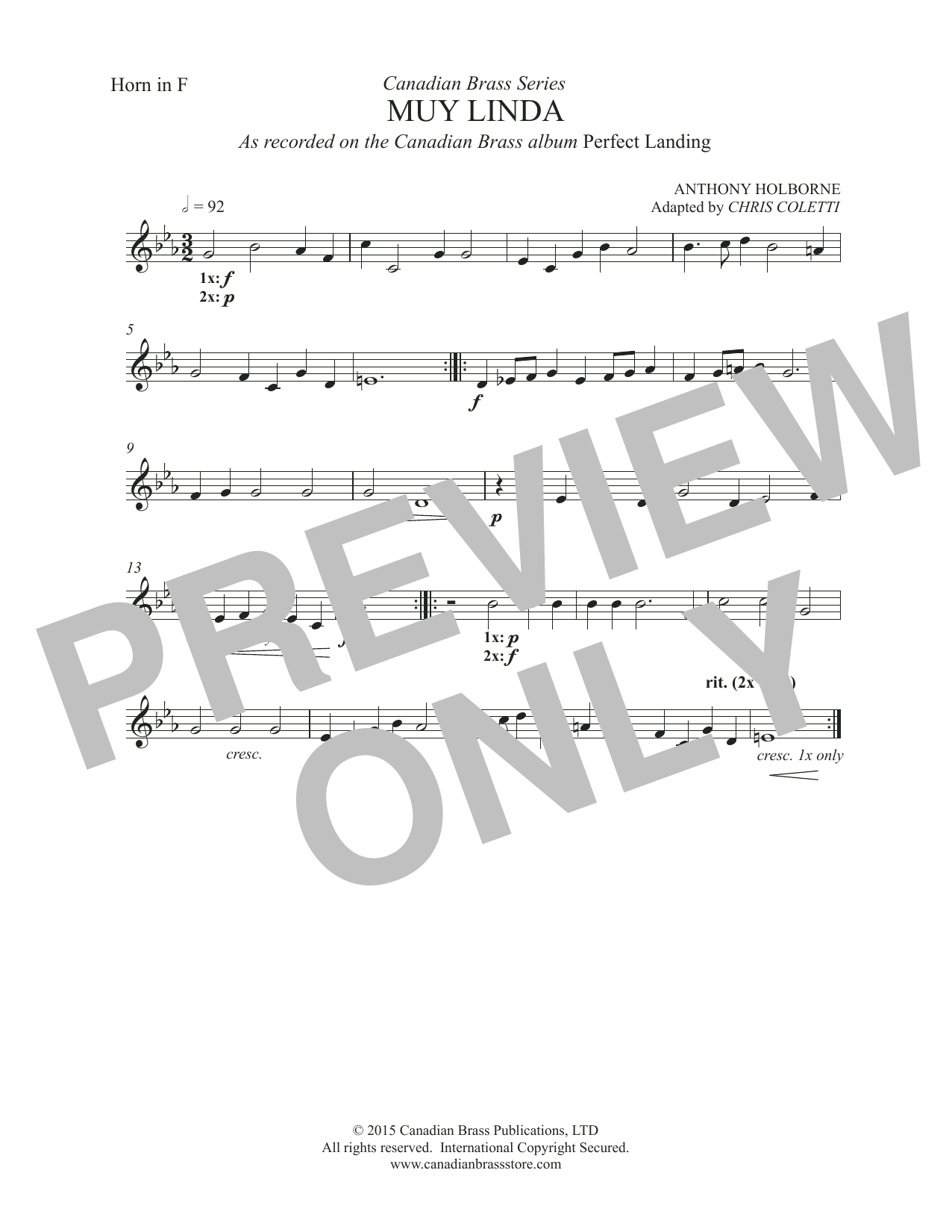 Muy Linda – F Horn Muy Linda – F Horn