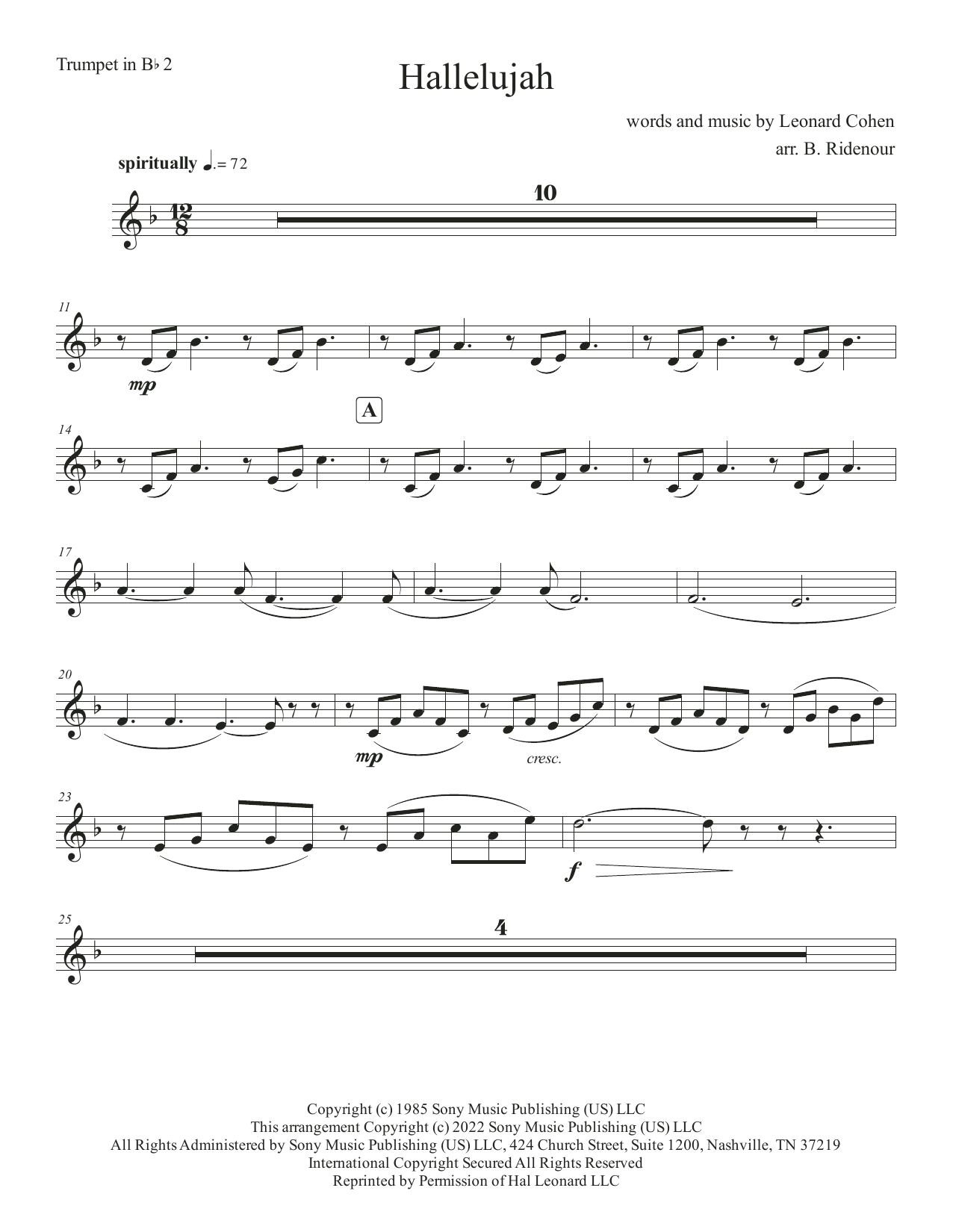 Hallelujah – Bb Trumpet 2 Hallelujah – Bb Trumpet 2
