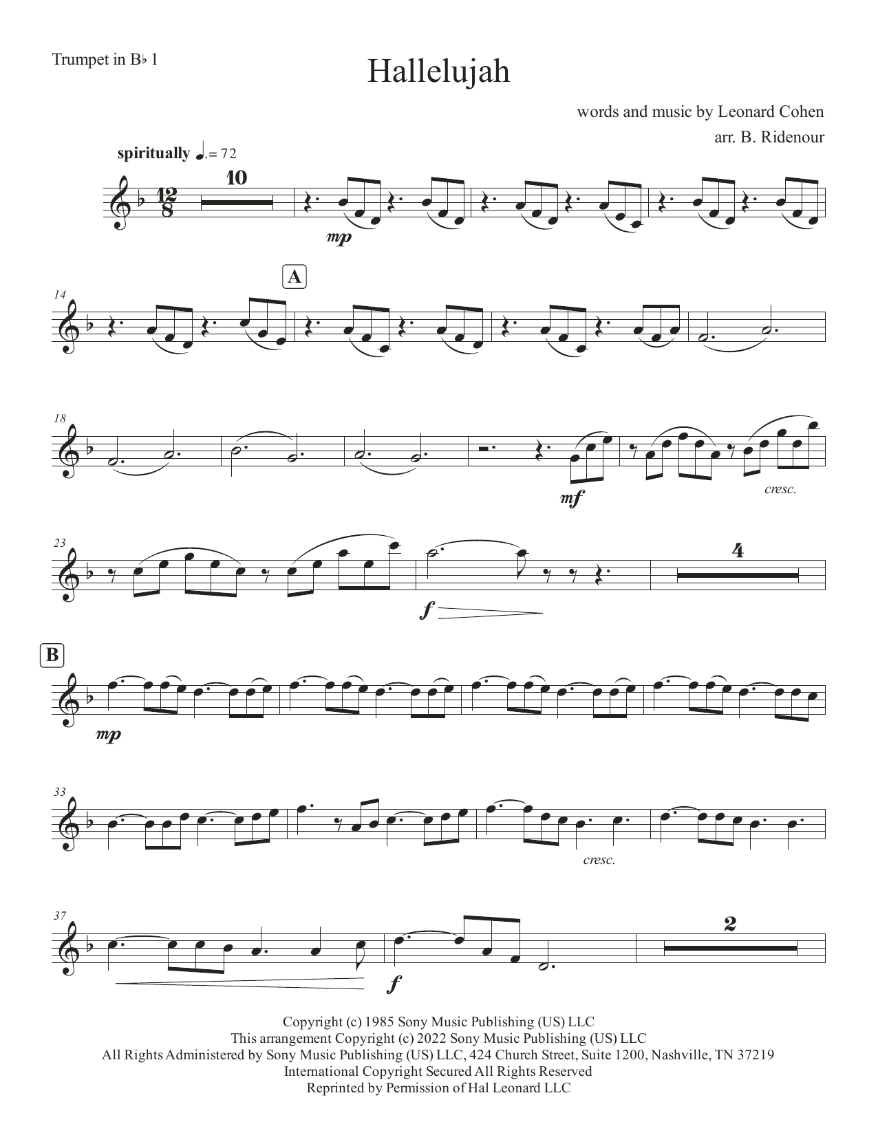 Hallelujah – Bb Trumpet 1 Hallelujah – Bb Trumpet 1