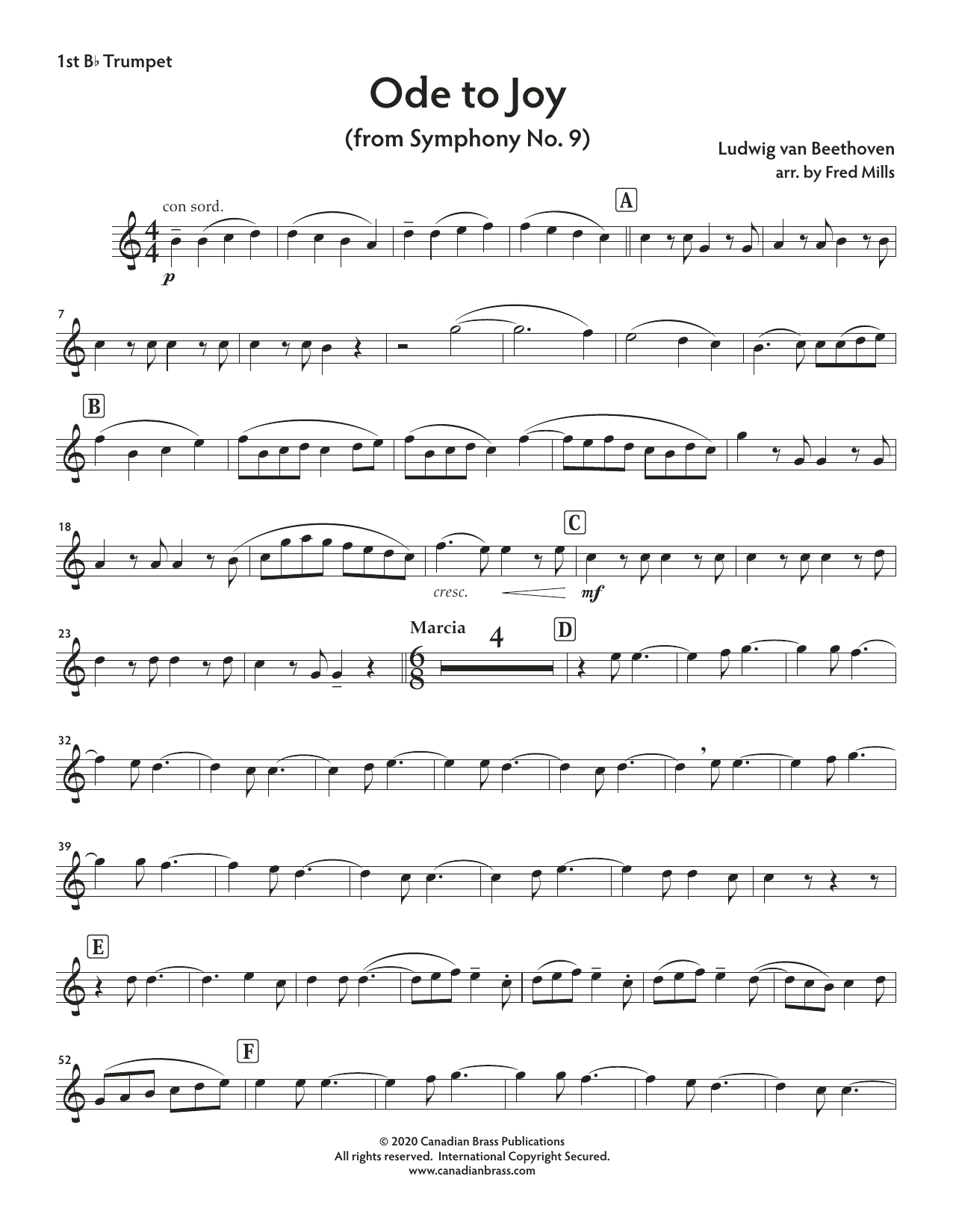Ode to Joy – Bb Trumpet 1 Ode to Joy – Bb Trumpet 1