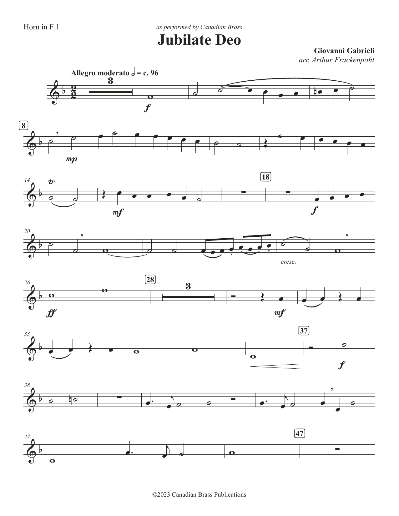 Jubilate Deo – F Horn 1 Jubilate Deo – F Horn 1