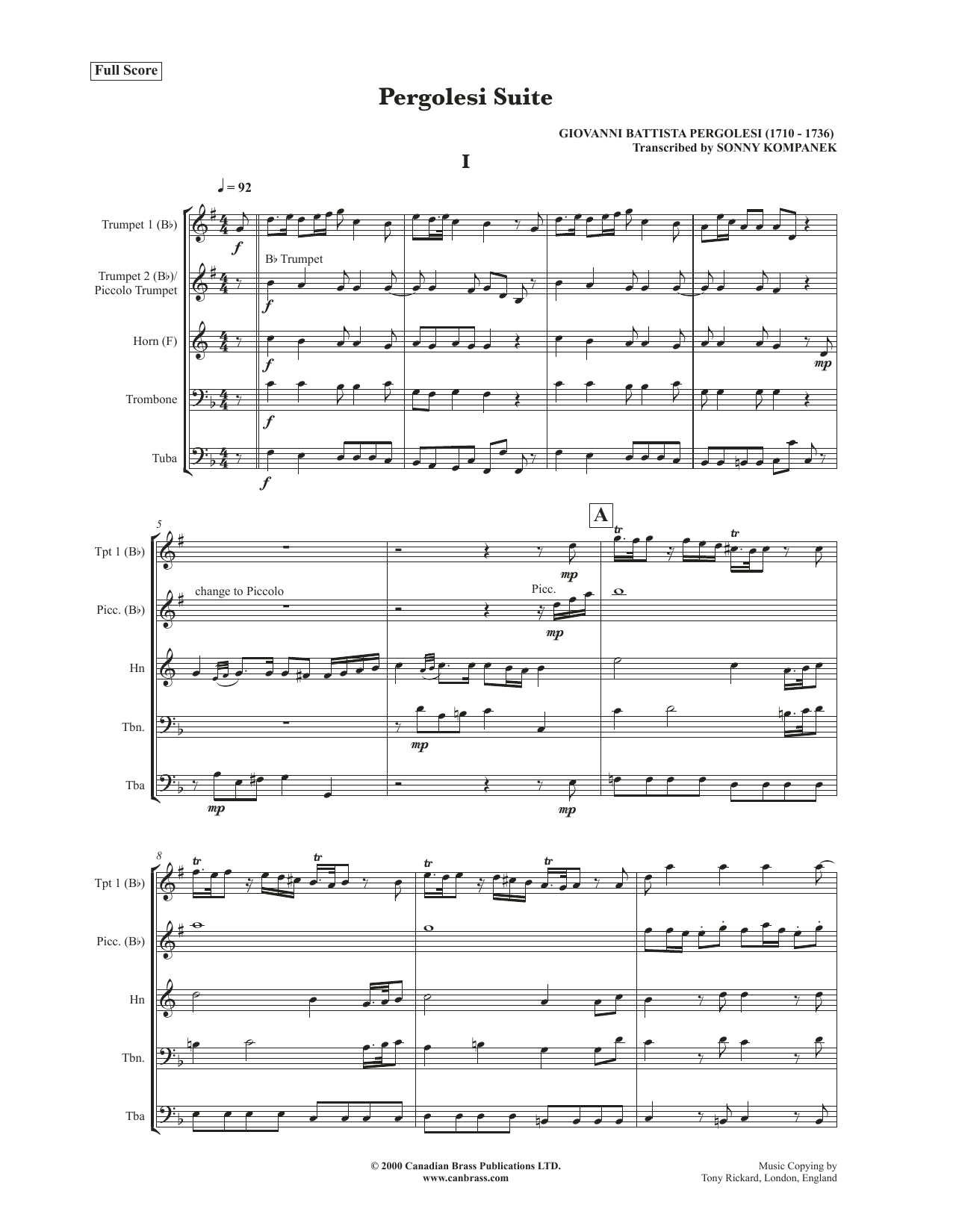 Pergolesi Suite – Full Score Pergolesi Suite – Full Score