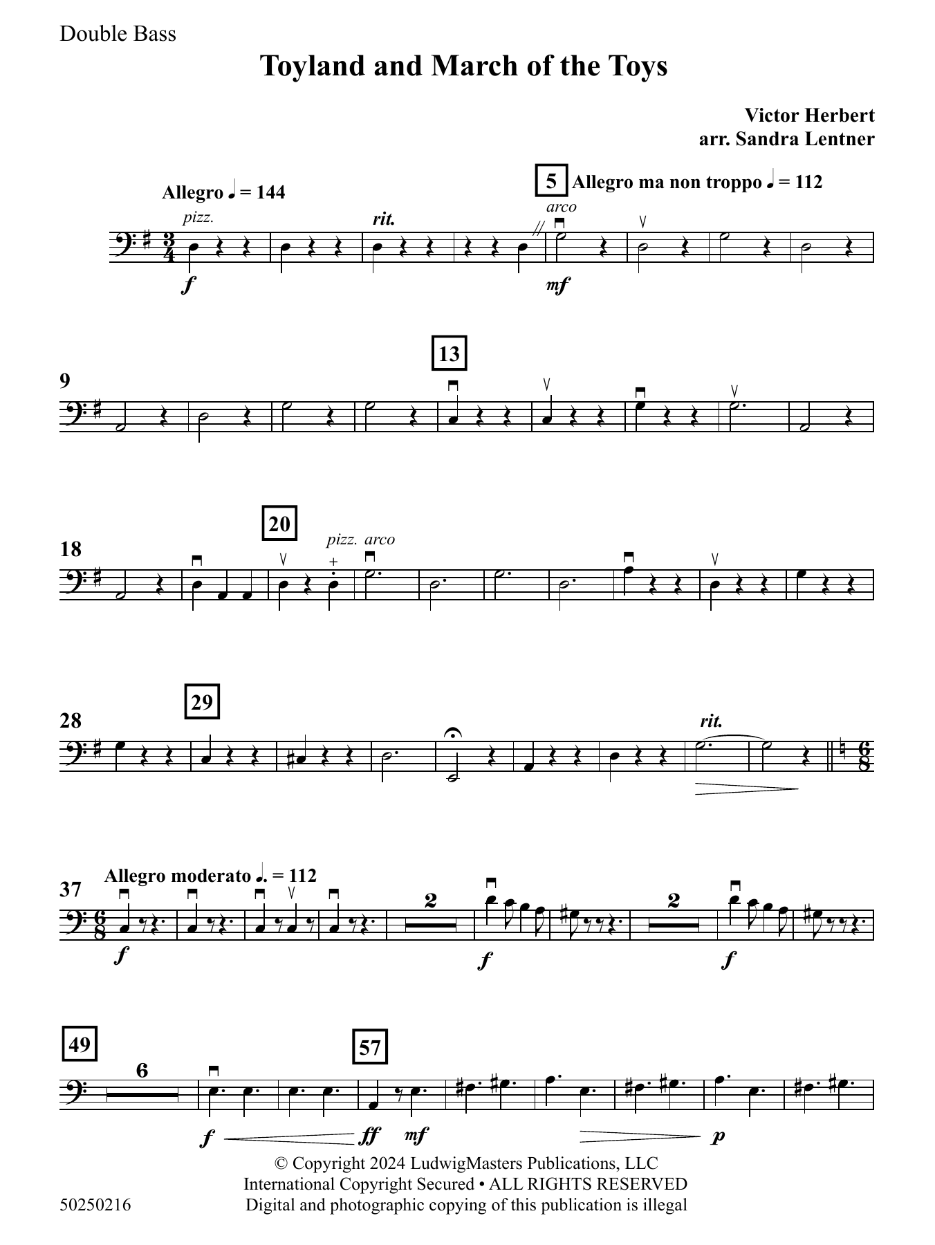 Toyland and March Of The Toys (arr. Sandra Lentner) – Double Bass Toyland and March Of The Toys (arr. Sandra Lentner) – Double Bass