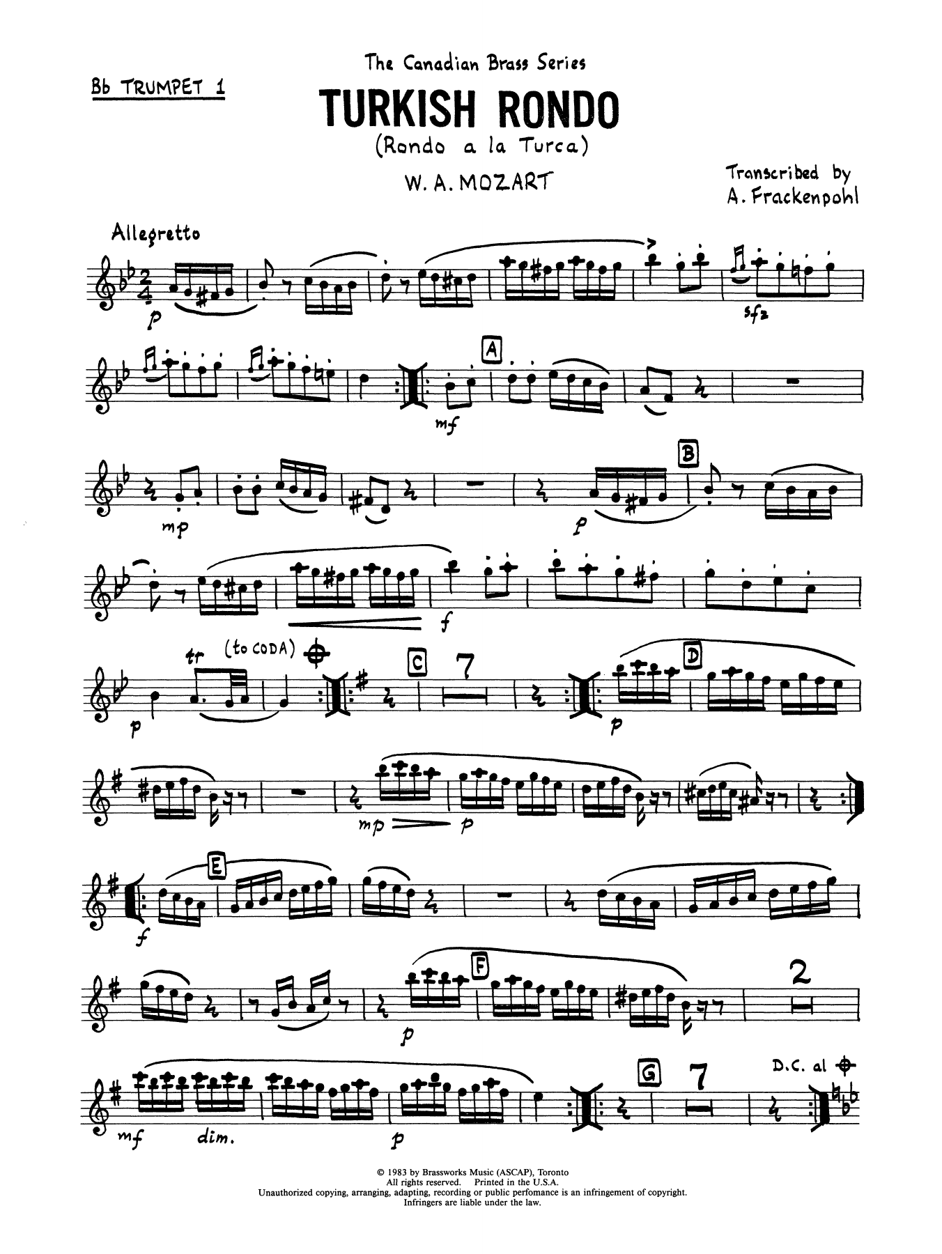 Turkish Rondo – Bb Trumpet 1 Turkish Rondo – Bb Trumpet 1
