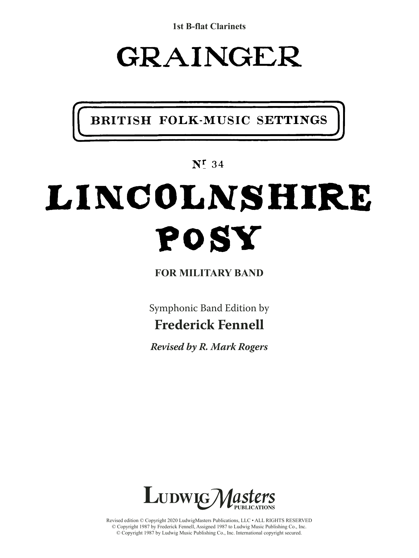 Lincolnshire Posy – 2020 Edition – Clarinet 1 Lincolnshire Posy – 2020 Edition – Clarinet 1