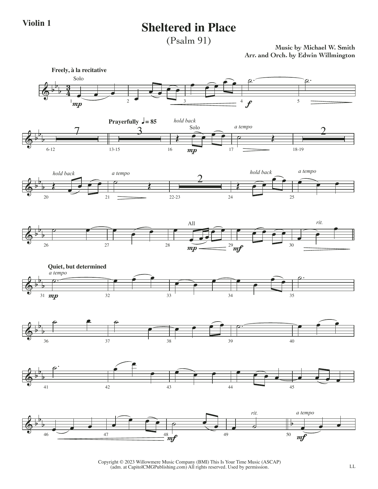 Sheltered in Place (arr. Edwin M. Willmington) – Violin 1 Sheltered in Place (arr. Edwin M. Willmington) – Violin 1