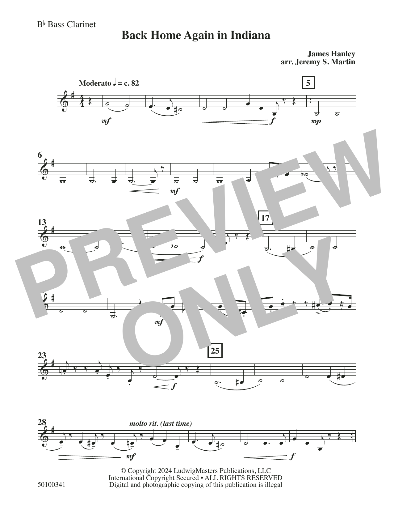 Back Home Again in Indiana (arr. Jeremy S. Martin) – Bass Clarinet Back Home Again in Indiana (arr. Jeremy S. Martin) – Bass Clarinet