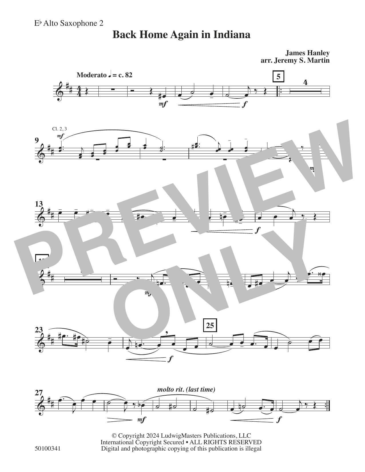 Back Home Again in Indiana (arr. Jeremy S. Martin) – Alto Sax 2 Back Home Again in Indiana (arr. Jeremy S. Martin) – Alto Sax 2