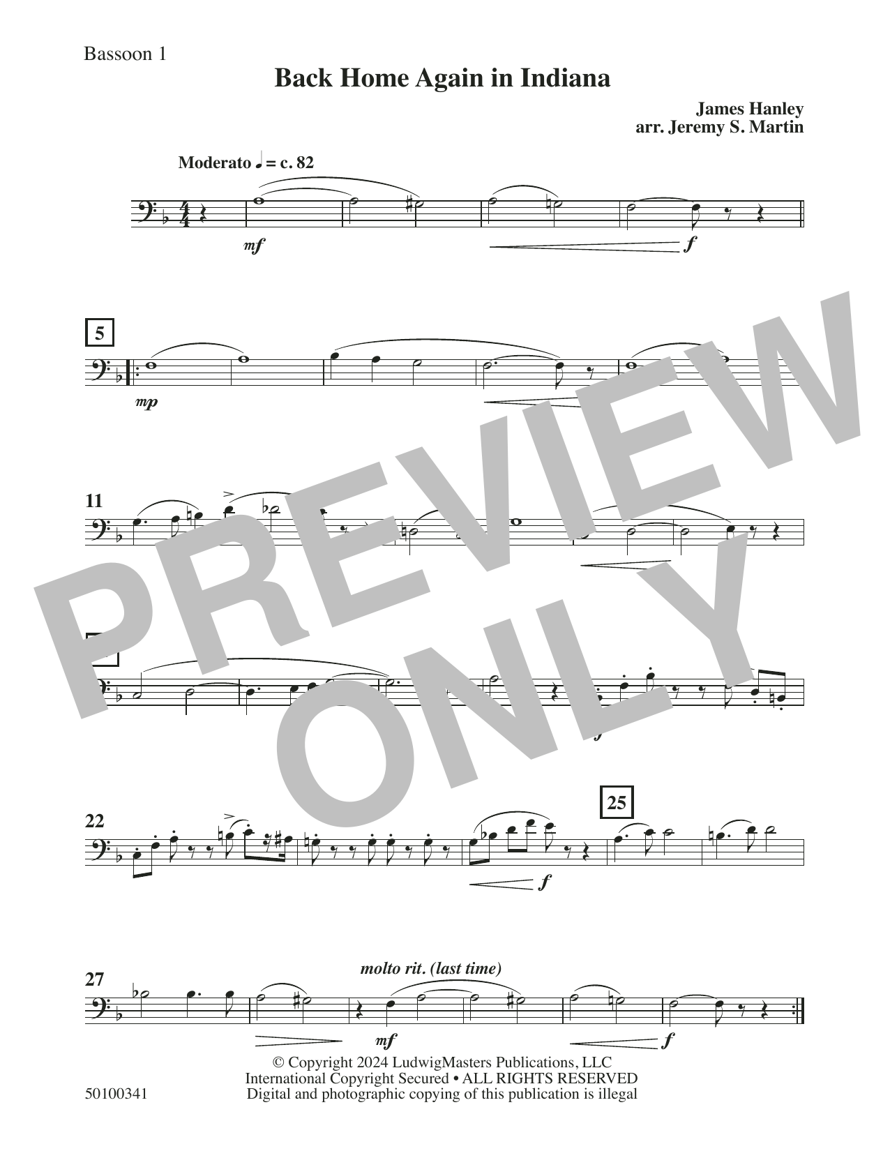 Back Home Again in Indiana (arr. Jeremy S. Martin) – Bassoon 1 Back Home Again in Indiana (arr. Jeremy S. Martin) – Bassoon 1