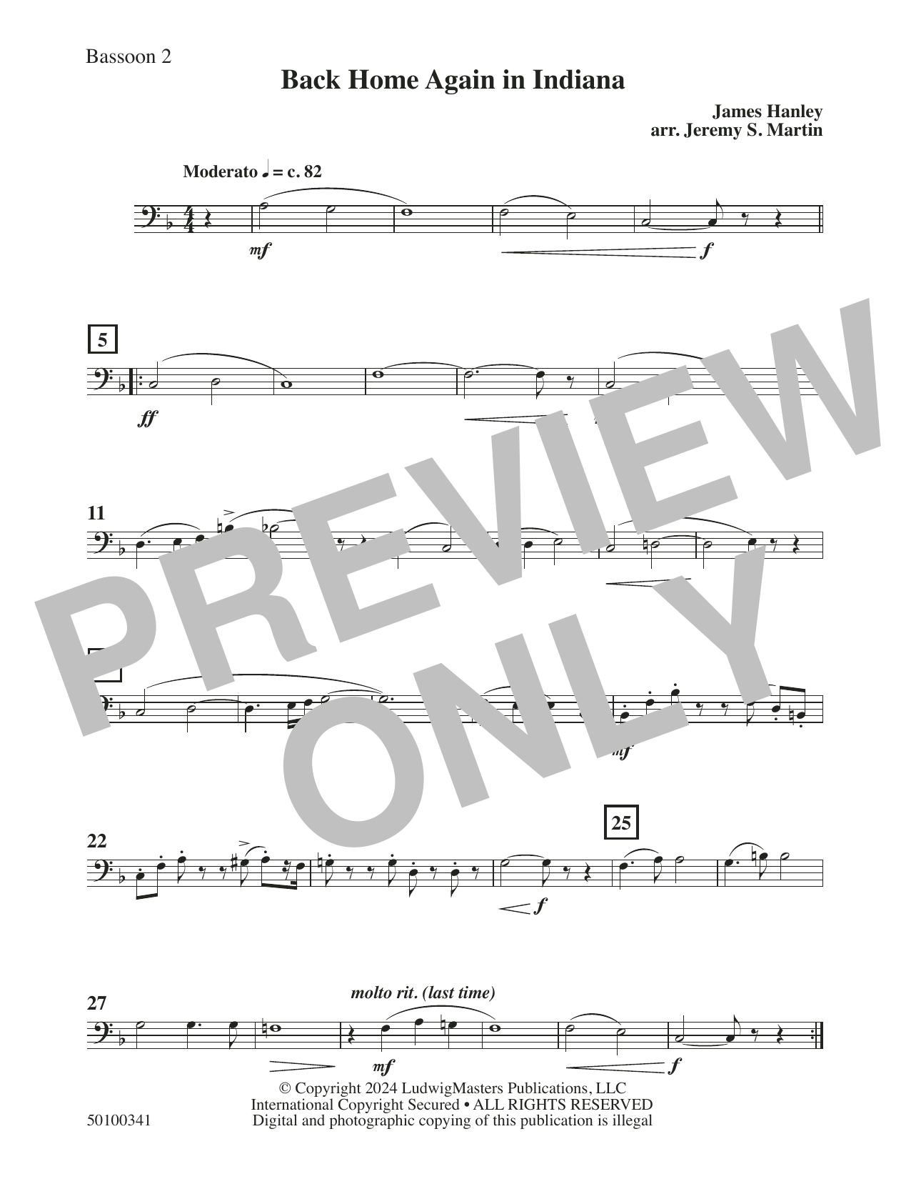 Back Home Again in Indiana (arr. Jeremy S. Martin) – Bassoon 2 Back Home Again in Indiana (arr. Jeremy S. Martin) – Bassoon 2